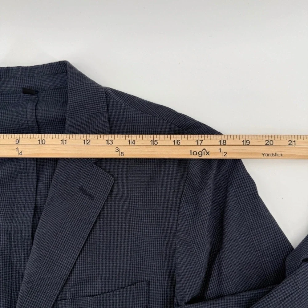 J.Crew Ludlow Blazer Mens 38R (M) Slim Fit Cotton Linen Blue Micro-Check
